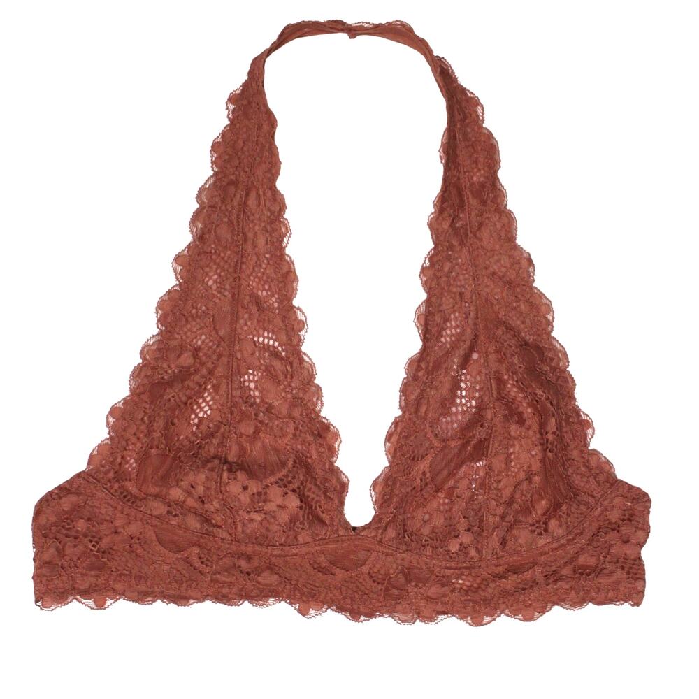 Free People Galloon Lace Halter Bra Bralette Mauve Pink sz Med  M
